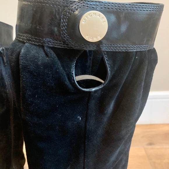 Michael Kors - Black Suede - Harness, Slouch Knee Boots - Picture 6 of 8